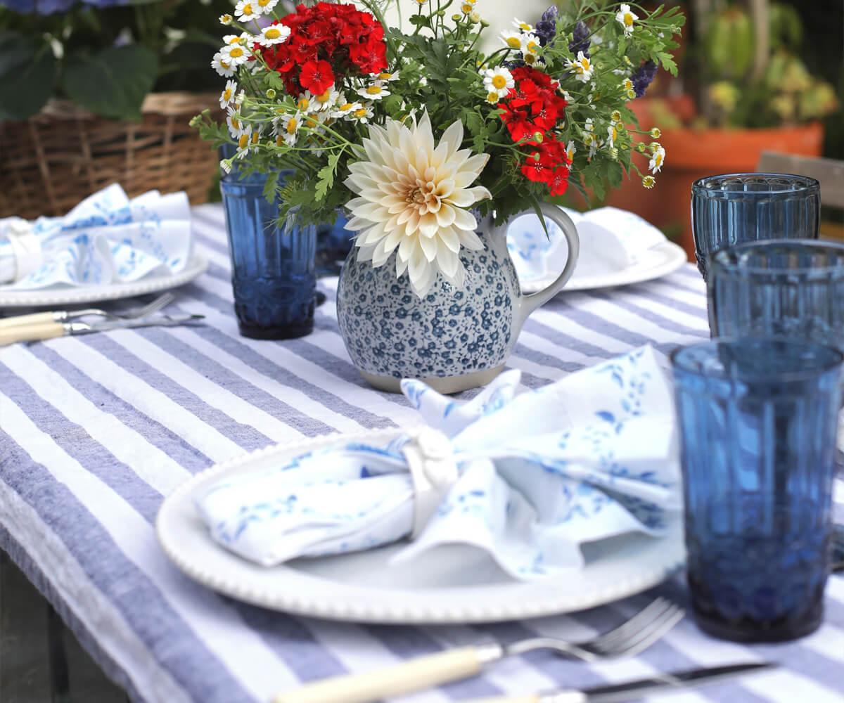 Linen Striped Tablecloth