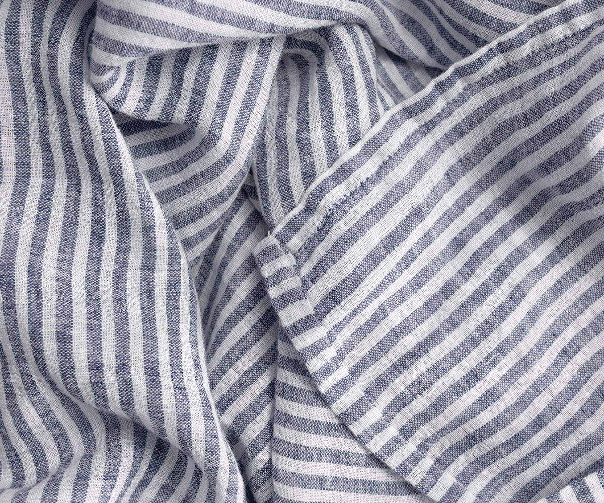 Narrow Stripe Linen Rectangle Tablecloth - Striped Tablecloth