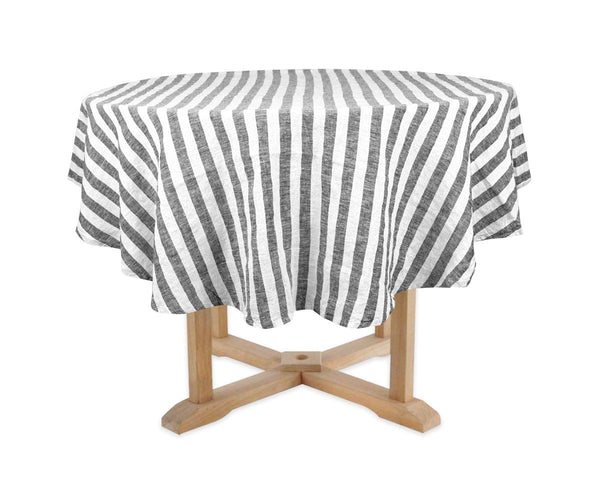 Farmhouse Stripe Linen Round Tablecloth