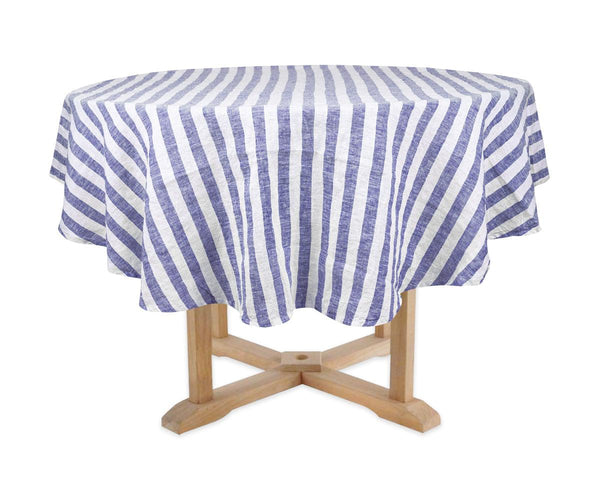 Farmhouse Stripe Linen Round Tablecloth