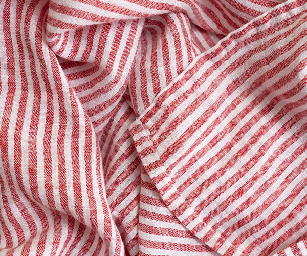 Narrow Stripe Linen Rectangle Tablecloth - Striped Tablecloth