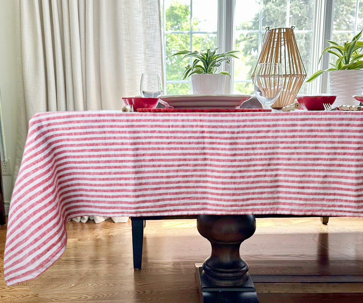 Linen Tablecloth - Rectangle Striped Tablecloths