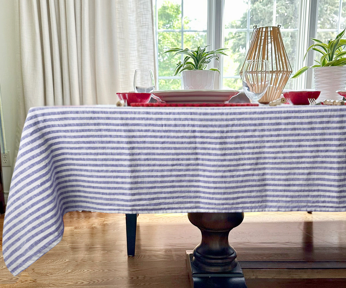 Linen Tablecloth - Rectangle Striped Tablecloths