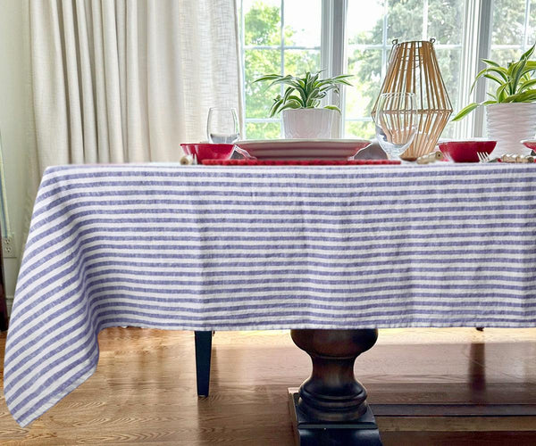 Linen Tablecloth - Rectangle Striped Tablecloths