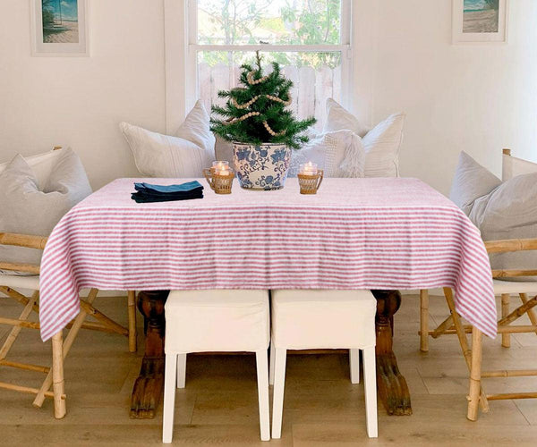 Linen Tablecloth - Rectangle Striped Tablecloths