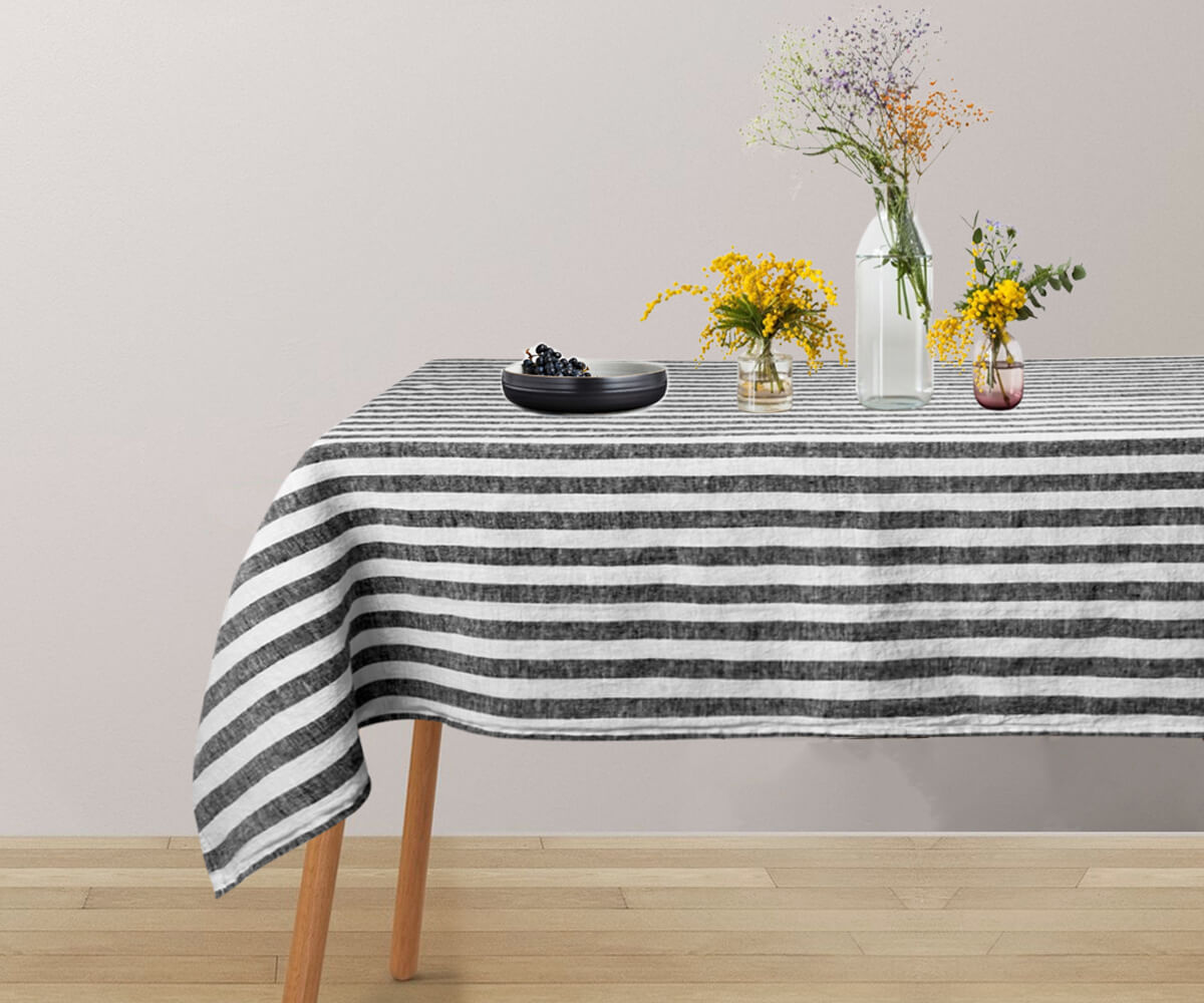 Linen Striped Tablecloth