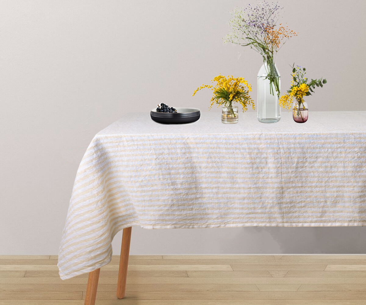 Linen Tablecloth - Rectangle Striped Tablecloths