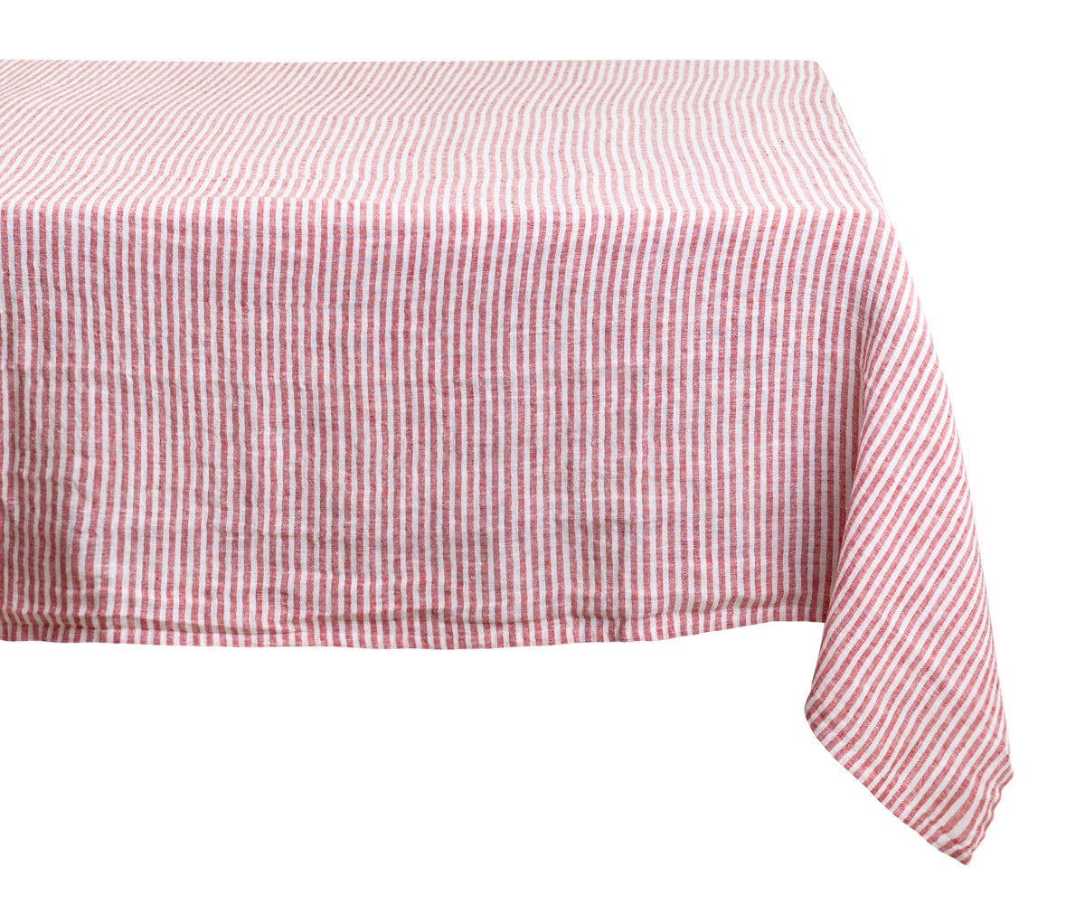 Narrow Stripe Linen Rectangle Tablecloth - Striped Tablecloth