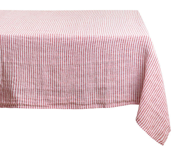 Narrow Stripe Linen Rectangle Tablecloth - Striped Tablecloth