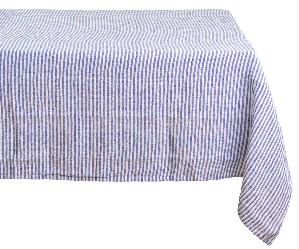 Narrow Stripe Linen Rectangle Tablecloth - Striped Tablecloth