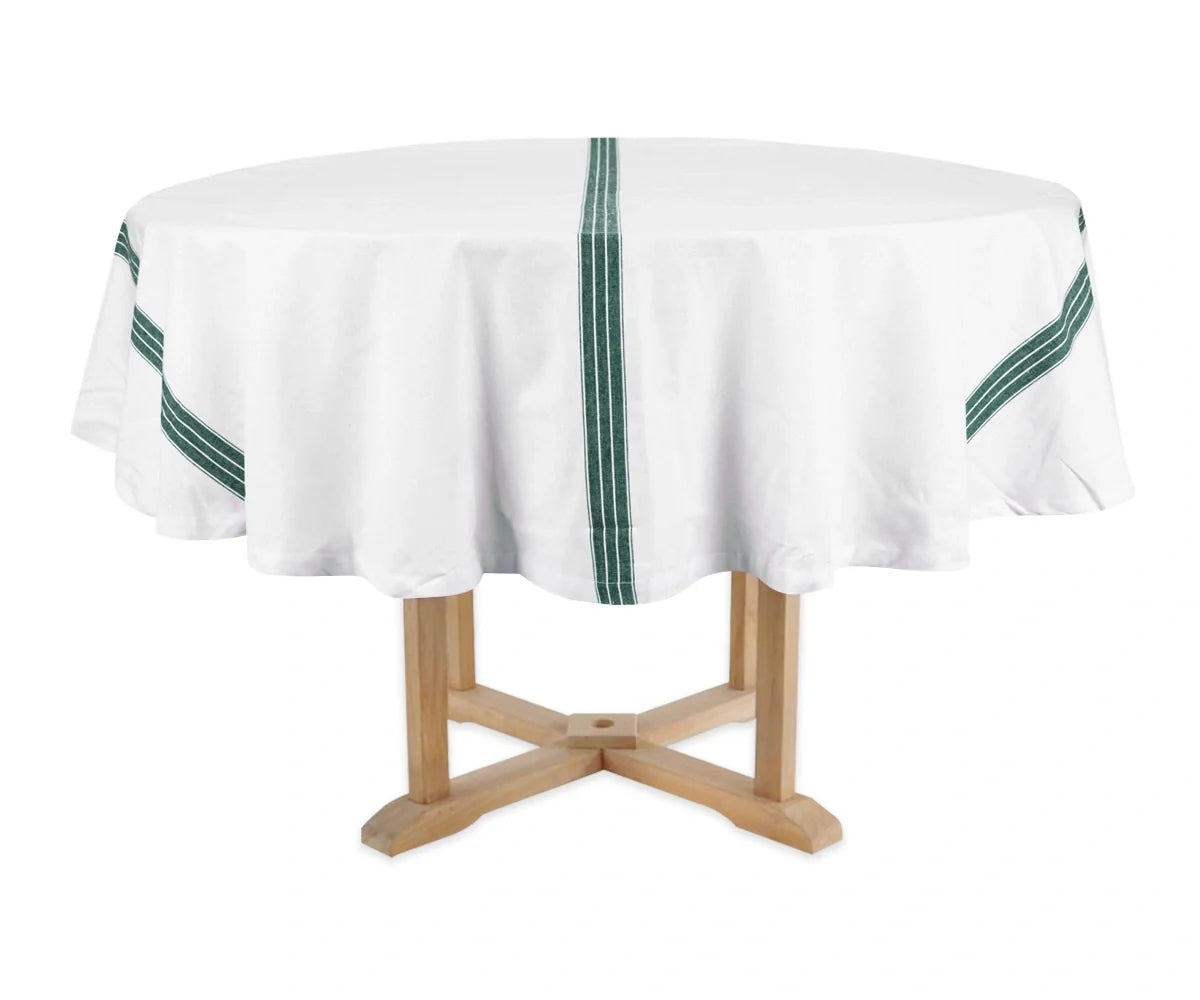 Round Tablecloth 63 inch - Striped Cotton Tablecloth