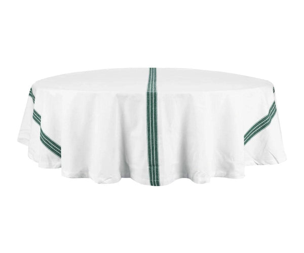 Green Striped Round Tablecloth