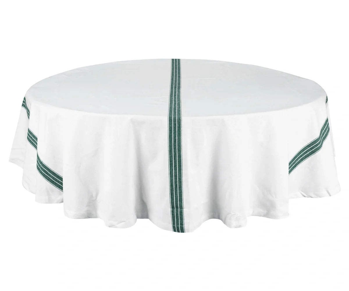Round Tablecloth 63 inch - Striped Cotton Tablecloth