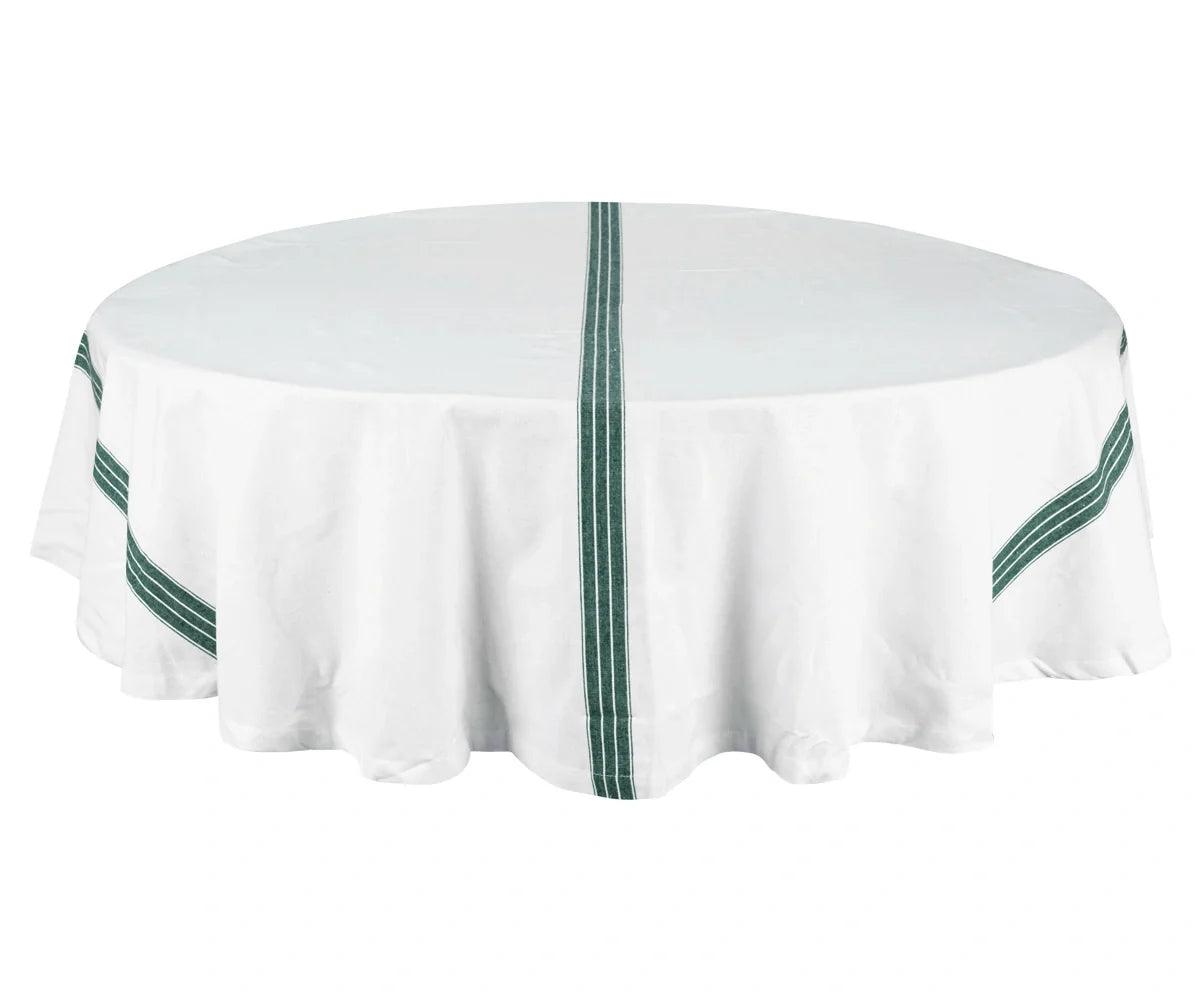 Green Striped Round Tablecloth