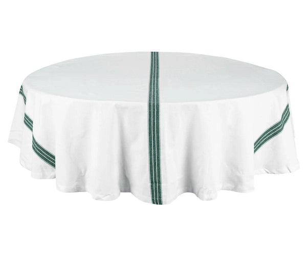 Green Striped Round Tablecloth