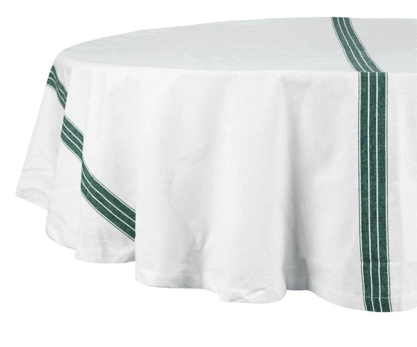 Green Striped Round Tablecloth