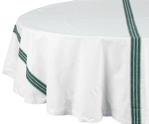Green Striped Round Tablecloth