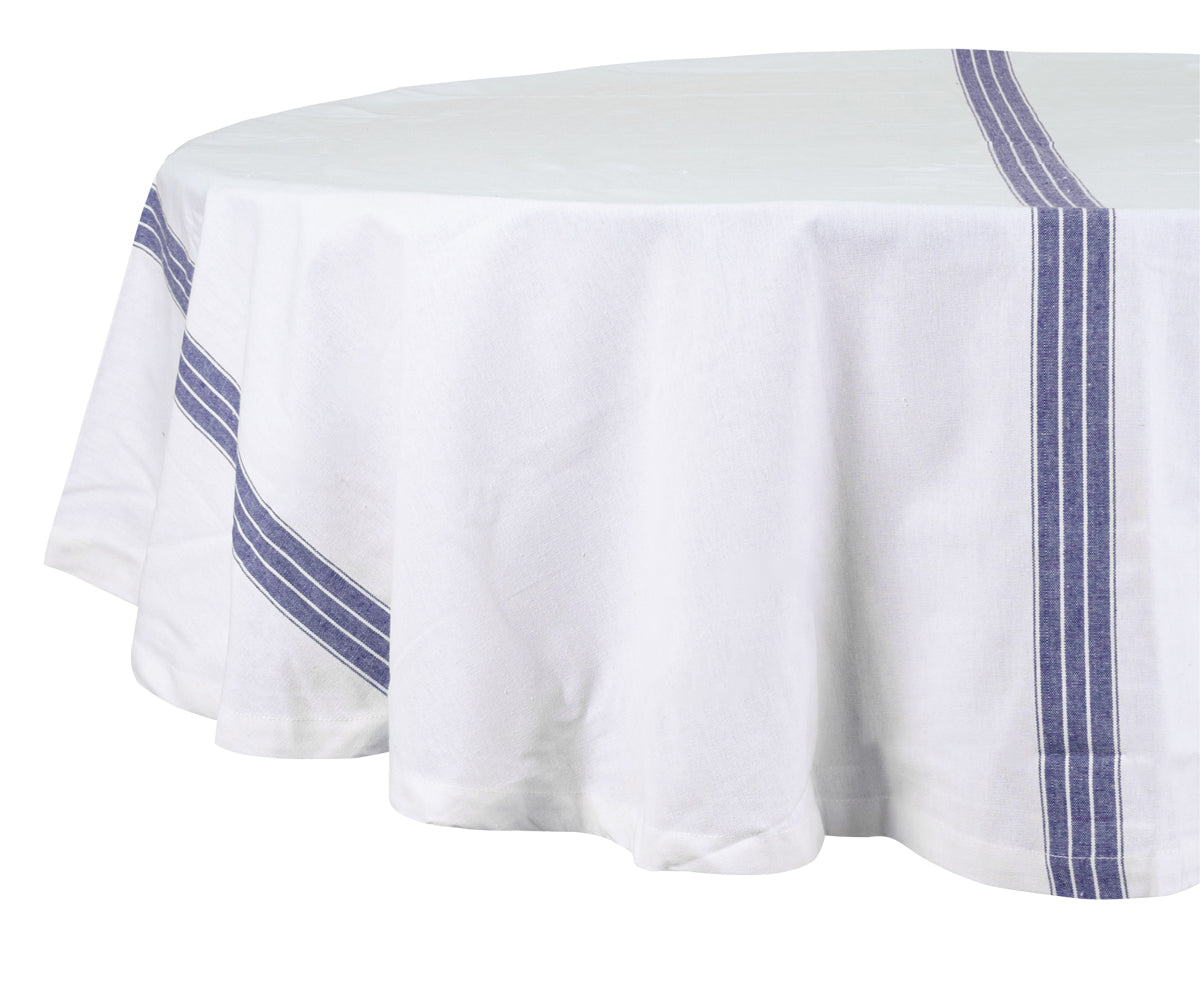 Round Tablecloth 63 inch - Striped Cotton Tablecloth