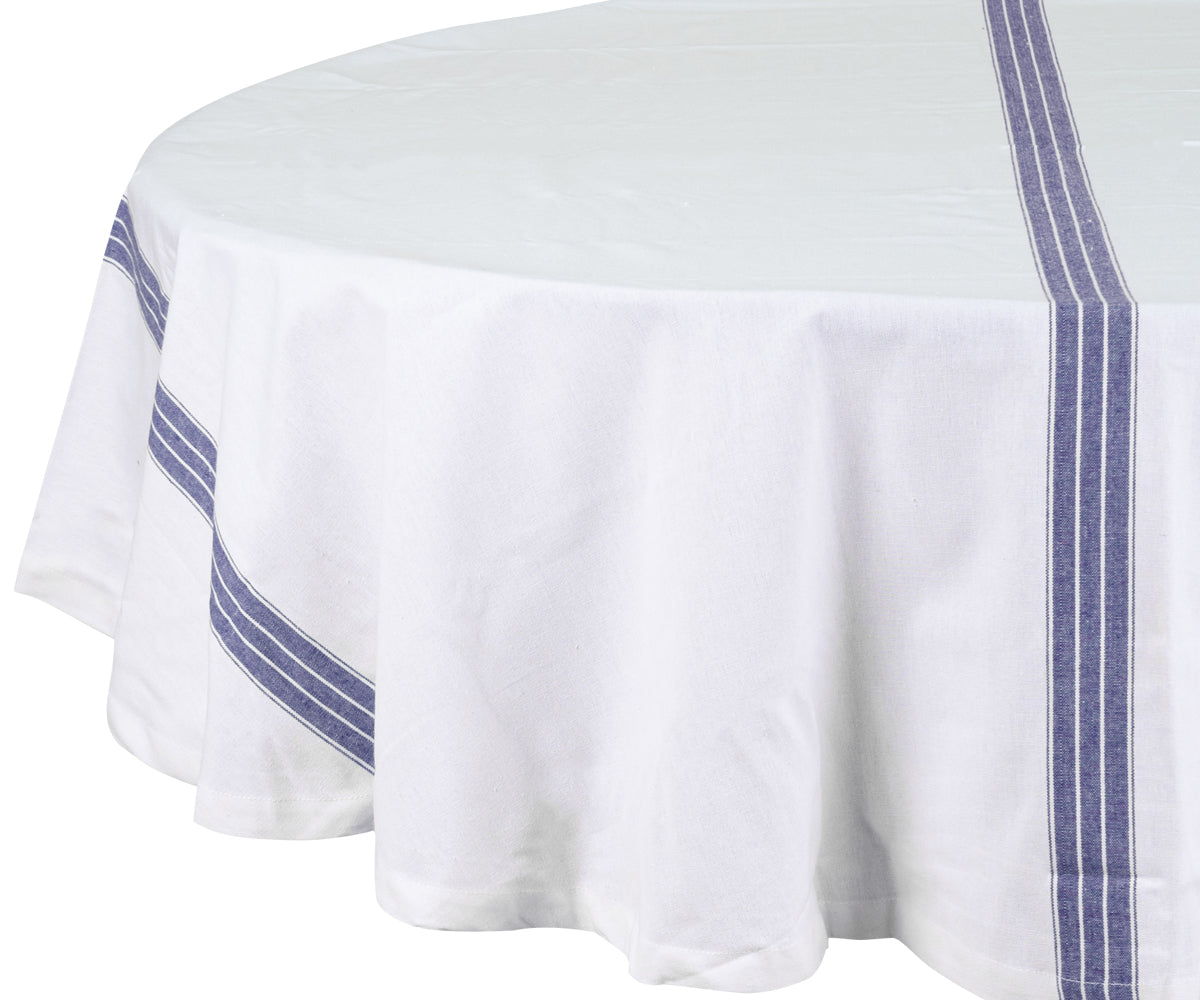 Round Tablecloth 63 inch - Striped Cotton Tablecloth
