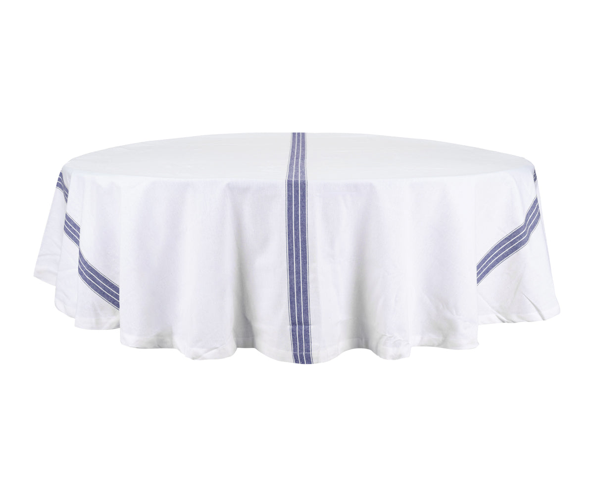 Round Tablecloth 63 inch - Striped Cotton Tablecloth