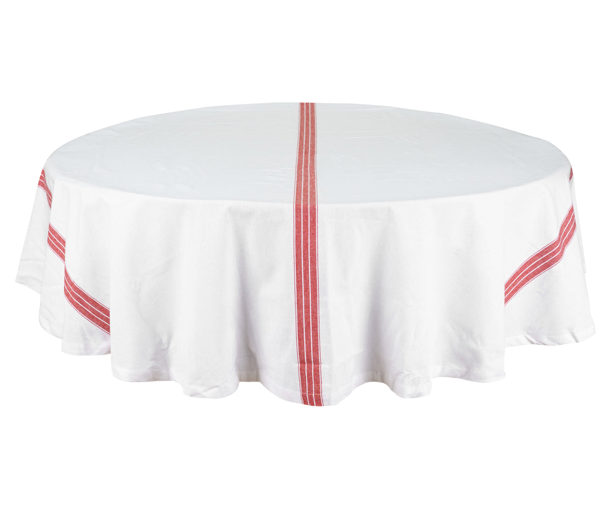 Round Tablecloth 63 inch - Striped Cotton Tablecloth