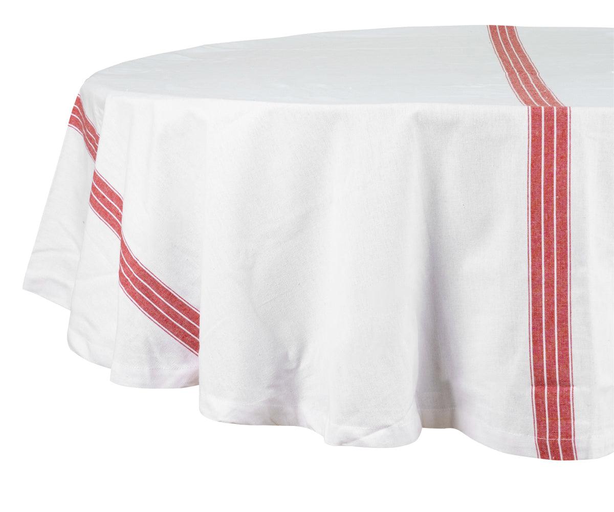Round Tablecloth 63 inch - Striped Cotton Tablecloth