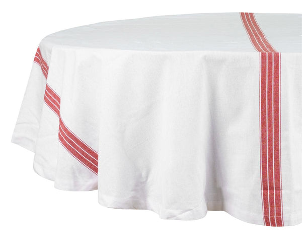 Round Tablecloth 63 inch - Striped Cotton Tablecloth