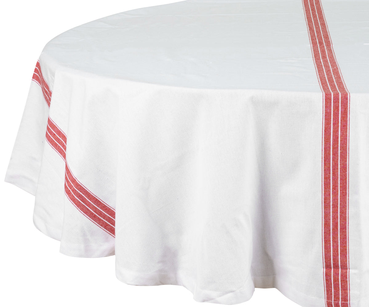 Round Tablecloth 63 inch - Striped Cotton Tablecloth
