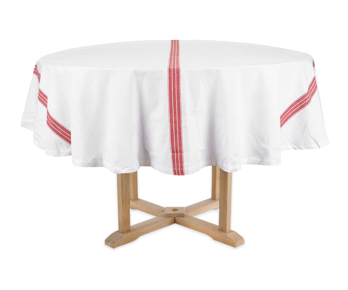 Round Tablecloth 63 inch - Striped Cotton Tablecloth