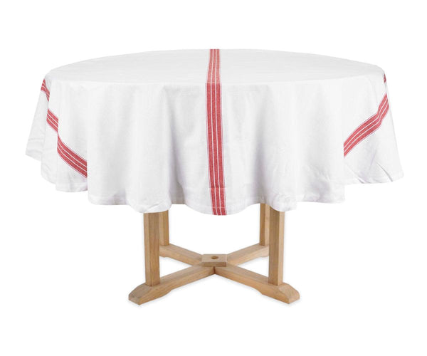 Round Tablecloth 63 inch - Striped Cotton Tablecloth