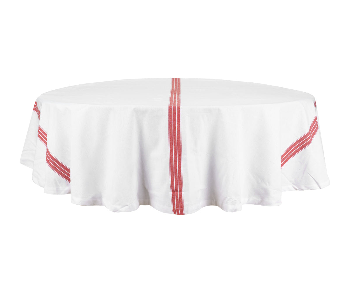 Round Tablecloth 63 inch - Striped Cotton Tablecloth