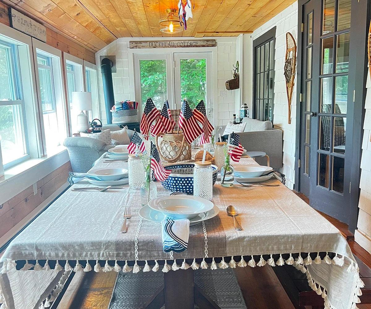 Striped Tablecloth - Tassel Tablecloth