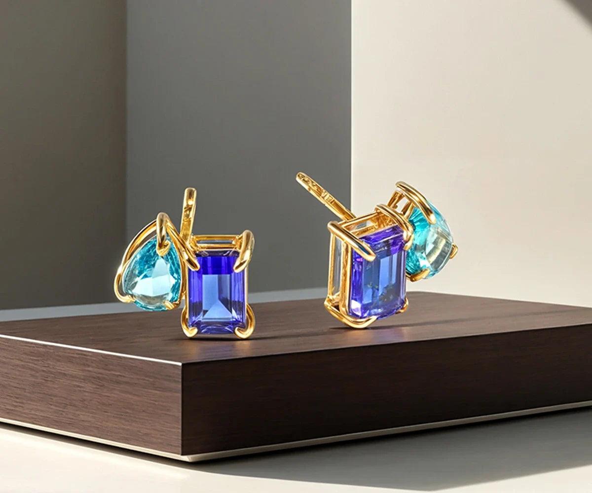 Blue Sapphire Earrings - Toi Et Moi Earrings