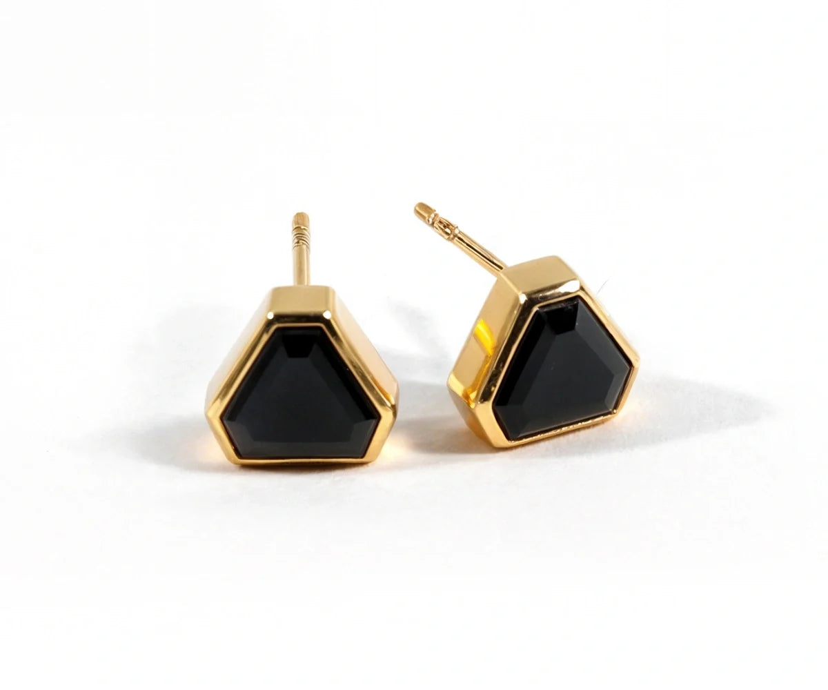 Black Onyx Earrings Gold