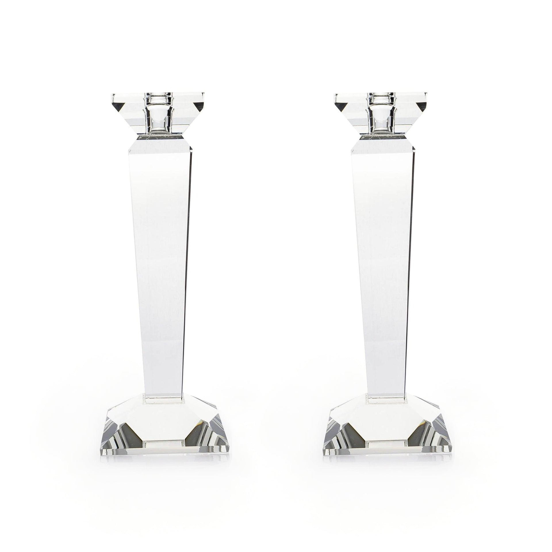 Pair of 11” Sleek Solid Crystal Candlesticks