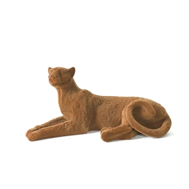 Suede Leopard Decorative Animal Sculpture