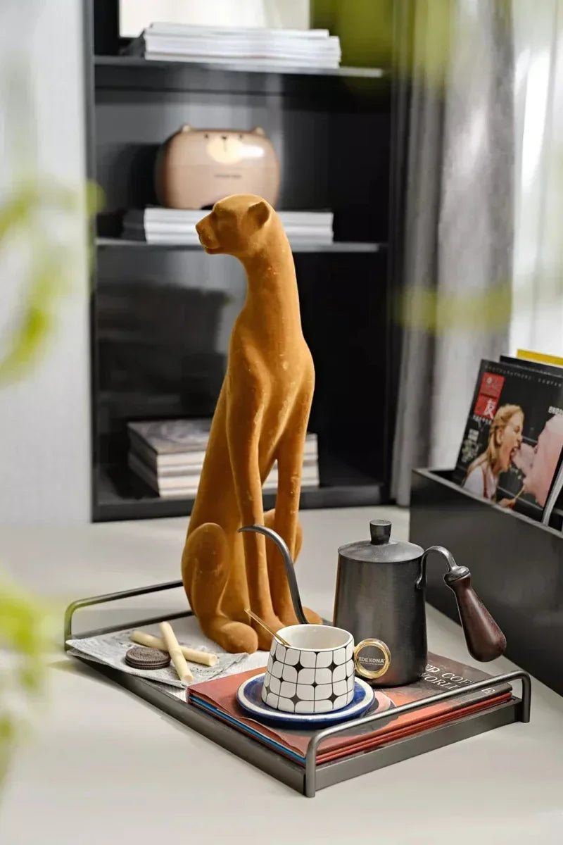 Suede Leopard Decorative Animal Sculpture