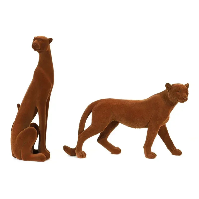 Suede Leopard Decorative Animal Sculpture
