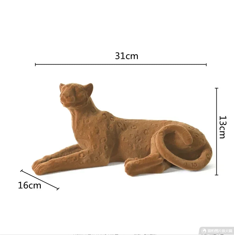 Suede Leopard Decorative Animal Sculpture