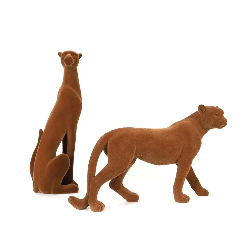 Suede Leopard Decorative Animal Sculpture
