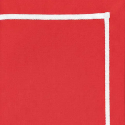Red Rectangular Tablecloth - White Embroidery