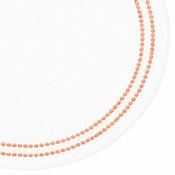 White Round Placemats - Terracotta Embroidery