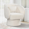 Swivel Accent Chair Upholstered Barrel Chair with Curved Back and Removable Lumbar Pillow-Beige
