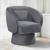 Swivel Accent Chair Upholstered Barrel Chair with Curved Back and Removable Lumbar Pillow-Gray