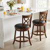 Swivel Bar Stools Set of 2 with High Backrest and Wood Frame-24 Inches