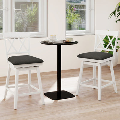 Swivel Bar Stools Set of 4 Counter Height Barstools with Backrest Upholstered Seat Cushion-24 inches
