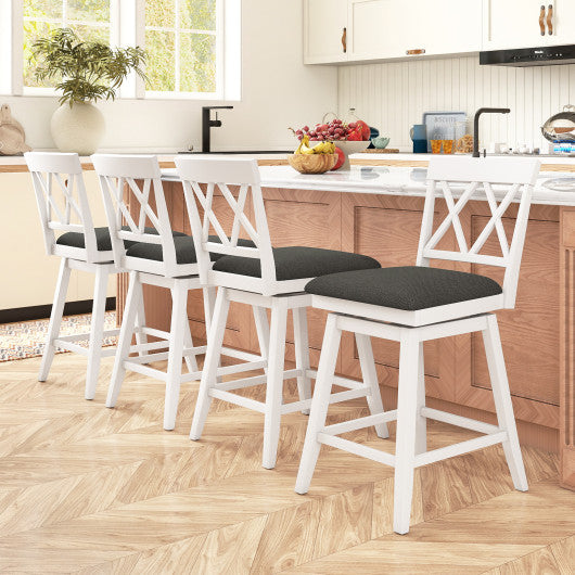 Swivel Bar Stools Set of 4 Counter Height Barstools with Backrest Upholstered Seat Cushion-24 inches