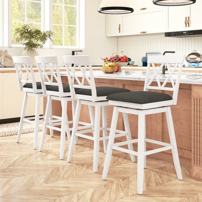 Swivel Bar Stools Set of 4 Counter Height Barstools with Backrest Upholstered Seat Cushion-29 Inches