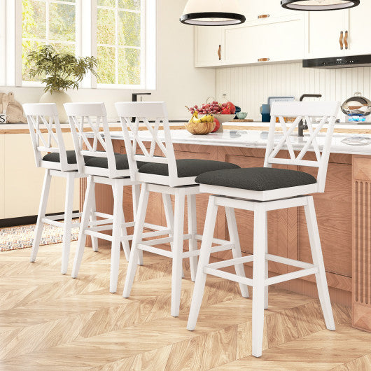 Swivel Bar Stools Set of 4 Counter Height Barstools with Backrest Upholstered Seat Cushion-29 Inches