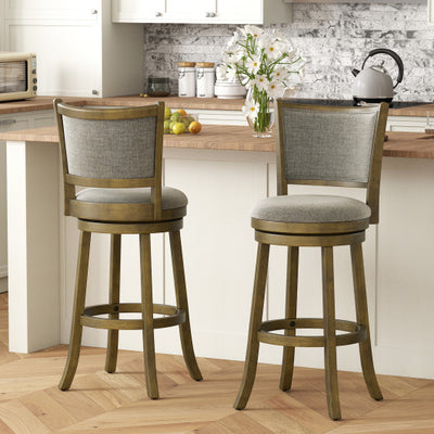 Swivel Bar Stools Set of 2 with Soft-padded Back and Seat-L